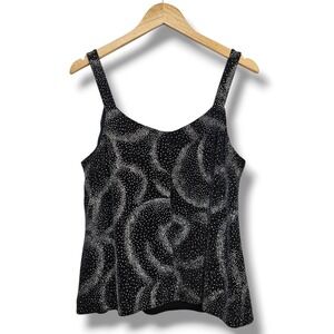 Alex Evenings Tank Top 18P Black Silver Glitter Sparkle Dressy Event Celestial